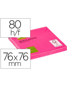 Bloc de notas adhesivas quita y pon q-connect 76x76 mm rosa neon 80 hojas