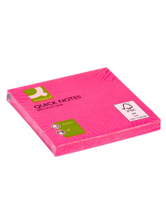 Bloc de notas adhesivas quita y pon q-connect 76x76 mm rosa neon 80 hojas 2