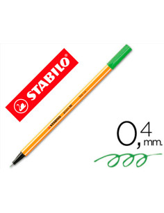 Rotulador stabilo punta de fib ra point 88 verde punta fina 0,4mm