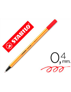 Rotulador stabilo punta de fib ra point 88 rojo punta fina 0,4mm