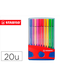 Rotulador stabilo punta de fibra pen 68 color parade estuche de 20 unidades colores surtidos