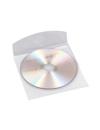 Funda autoadhesiva para cd q-connect con solapa pack de 10 unidades