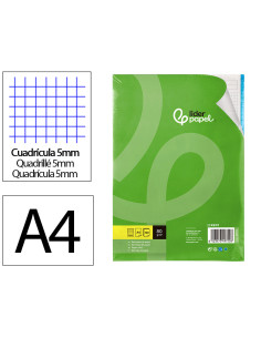 Recambio liderpapel a4 120 hojas 80g/m2 cuadro 5mm sin margen 4 taladros bandas de 5 colores