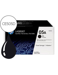 Toner hp 05a laserjet p2033 / 2035 / 2036 / 2037 / 2054 / 2055 / 2056 / 2057 negro pack de 2 unidades 2.300 pag