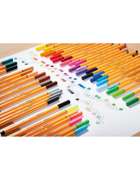 Rotulador stabilo punta de fibra 0,4 mm point 88 estuche metal 50 colores surtidos