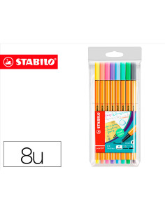 Rotulador stabilo punta de fibra point 88 estuche de 8 colores surtidos pastel