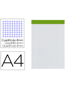 Bloc notas liderpapel cuadro 4 mm a4 80 hojas 60 g/m2 perforado sin tapa
