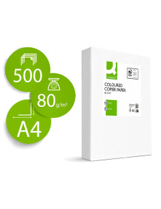 Papel color q-connect din a4 80gr verde intenso paquete de 500 hojas