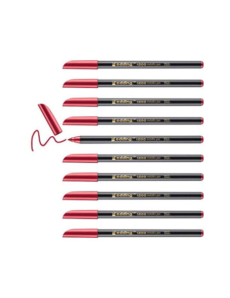 Rotulador edding punta fibra 1200 rojo metalizado n 72 punta redonda 1-3 mm