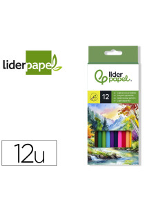 Lapices de colores acuarelables liderpapel caja de 12 unidades colores surtidos