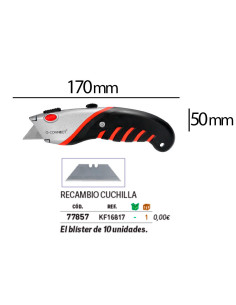 Cuter q-connect metalico ancho aleacion de aluminio - 2 cuchillas de repuesto - cuchilla 19 mm xd-8300 blister 1 unida 2