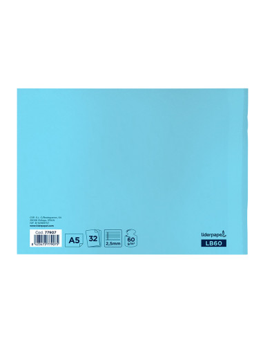 Libreta liderpapel smart a5 apaisada 32h 60g/m2 pauta 2,5 mm con margen