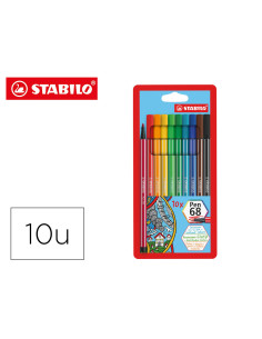 Rotulador stabilo acuarelable pen 68 estuche de 10 unidades colores surtidos