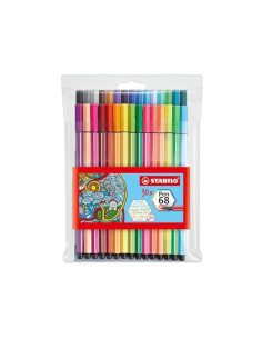 Rotulador stabilo acuarelable pen 68 estuche de 24 colores estandar + 6 colores neon