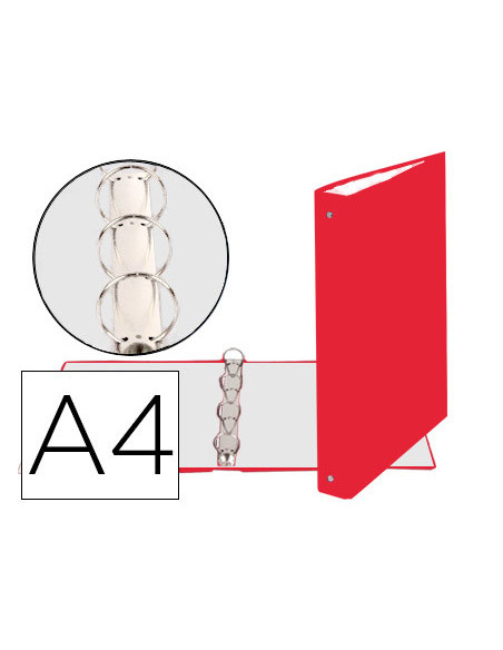 Carpeta de 4 anillas 30mm redondas exacompta din a4 carton forrado rojo