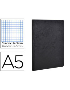 Libreta age-bag tapa cartulina lomo cosido cuadro 5 mm 96 hojas color negro 148x210 mm