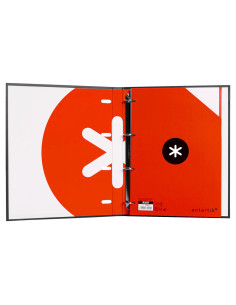 Carpeta con recambio antartik a4 cuadro 5mm forrada 4 anillas 25mm redondas color negro 2