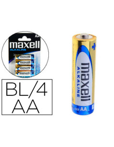 Pila maxell alcalina 1.5 v tipo aa lr06 blister de 4 unidades