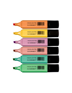 Rotulador q-connect fluorescente pastel punta biselada estuche de 6 unidades colores surtidos 2