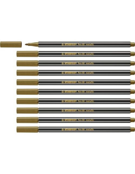 Rotulador stabilo acuarelable pen 68 metalico oro punta gruesa 1mm
