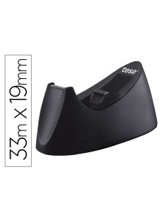 Portarrollo sobremesa tesa plastico easy cut curve negro para cinta de 33 mt x19 mm + 1 cinta tesafilm transparente