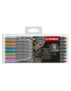 Rotulador stabilo punta de fibra pen 68 metallic estuche plastico de 8 unidades colores surtidos 2