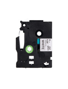 Cinta q-connect tze-221 blanco-negro 9mm longitud 8 mt 2