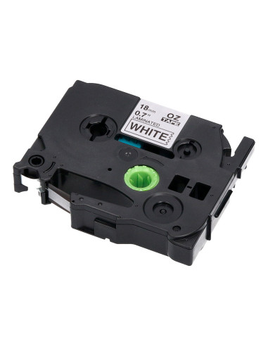 Cinta q-connect tze-241 blanco-negro 18mm longitud 8 mt