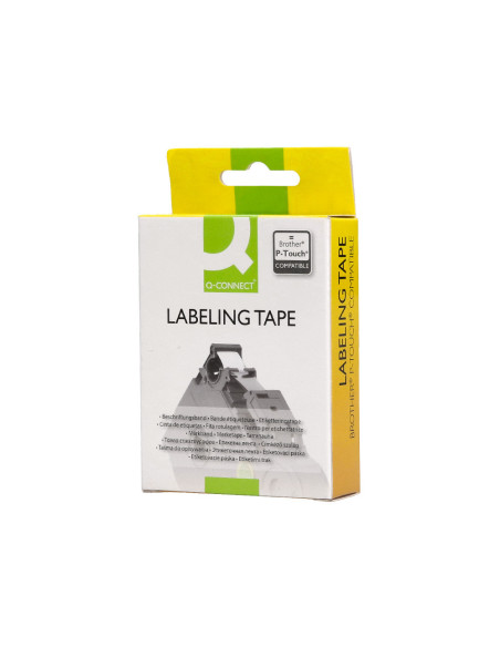 Cinta q-connect tze-631 amarillo-negro 12mm longitud 8 mt