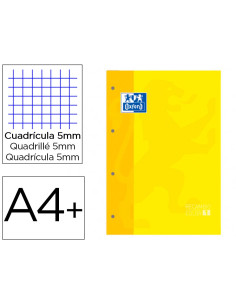 Recambio color 1 oxford din a4+ 80 hojas 90 gr cuadro 5 mm 4 taladros color amarillo