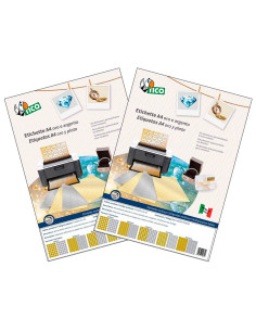 Etiqueta adhesiva tico papel satinado oro / plata laser medidas surtidas caja de 626 unidades 2
