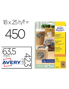 Etiqueta adhesiva avery kraft efecto carton ovalada 63,5x42,3 mm removible laser ink-jet caja de 320 unidades