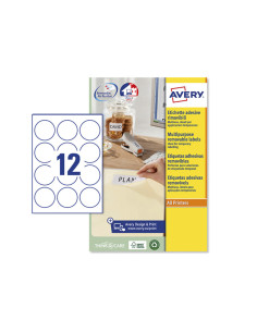 Etiqueta adhesiva avery blanca redonda removible para laser ink-jet fotocopiadora 60 mm caja de 240 unidades 2