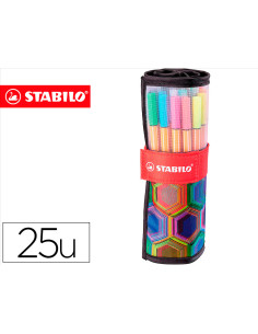 Rotulador stabilo punta de fibra point 88 art estuche rollerset de 25 unidades colores surtidos