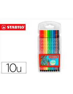 Rotulador stabilo acuarelable pen 68 estuche carton de 10 unidades colores surtidos