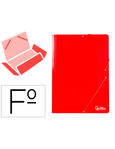 Carpeta liderpapel gomas tres solapas carton plastificado folio color rojo