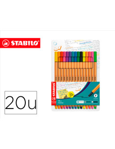 Rotulador stabilo punta de fibra point 88 estuche de 15 unidades colores surtidos + 5 colores neon