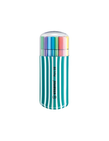 Rotulador stabilo punta de fibra pen 68 zebrui turquesa estuche de 20 unidades colores surtidos