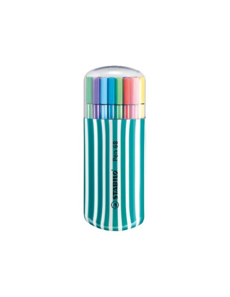 Rotulador stabilo punta de fibra pen 68 zebrui turquesa estuche de 20 unidades colores surtidos