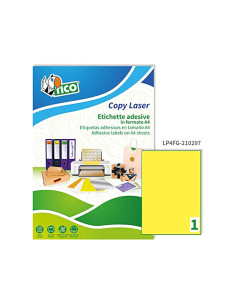 Etiqueta adhesiva tico amarill o fluorescentes permanente fsclaser/inkjet/fotocopia 210x297mm caja de 70 unidades 2