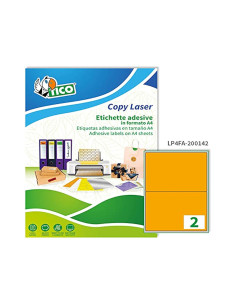 Etiqueta adhesiva tico naranja fluorescentes permanente fsclaser/inkjet/fotocopia 210x297mm caja de 70 unidades 2