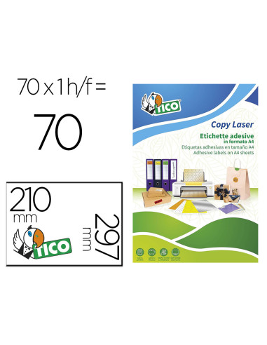 Etiqueta adhesiva tico verde f luorescentes permanente fsc laser/inkjet/fotocopia 210x297 mmcaja de 70 unidades
