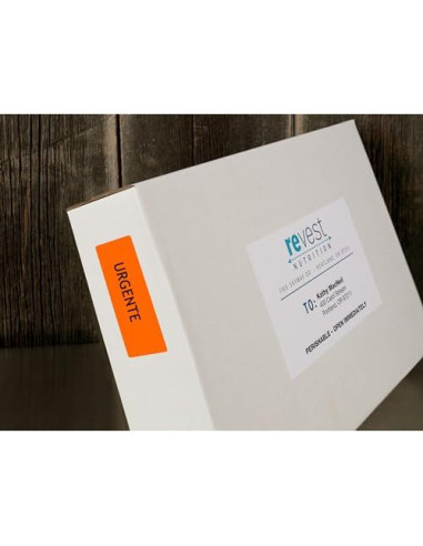Etiqueta adhesiva tico naranja fluorescentes permanente fsclaser/inkjet/fotocopia 200x142mm caja de 140 unidades