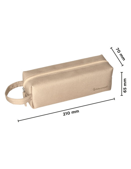 Estuche portatodo liderpapel classic rectangular con asa 210x70mm crema