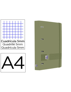 Carpeta 4 anillas oxford europeanbinder live&go tapa polifoam din a4 + recambio 120 hojas cuadro 5 mm verde