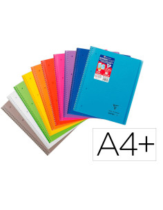 Cuaderno espiral clairefontaine koverbook tapa polipropileno din a4+ 80 hojas cuadro 5 mm banda 4