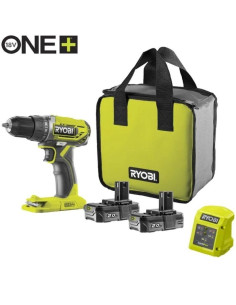 Taladro-Atornillador Sin Cable Ryobi ONE+ R18DD2-220S/ 2 baterías 18V 2,0 Ah/ Cargador 1,5 A/ Bolsa de Transporte