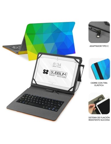 Funda con Teclado Subblim Keytab USB 11" Triángulos USB para Tablets de 11"