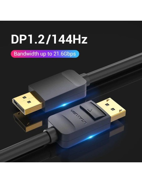 Cable DisplayPort 1.2 4K Vention HACBF/ DisplayPort Macho - DisplayPort Macho/ 1m/ Negro