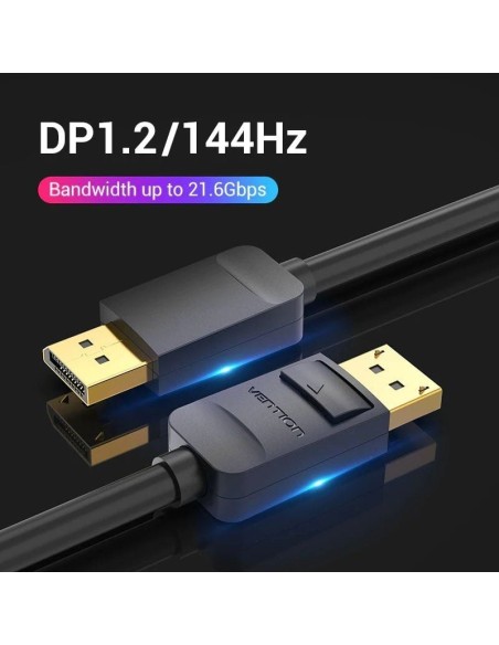 Cable Displayport 1.2 4K Vention HACBG/ Displayport Macho - Displayport Macho/ 1.5m/ Negro